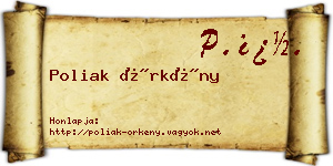 Poliak Örkény névjegykártya